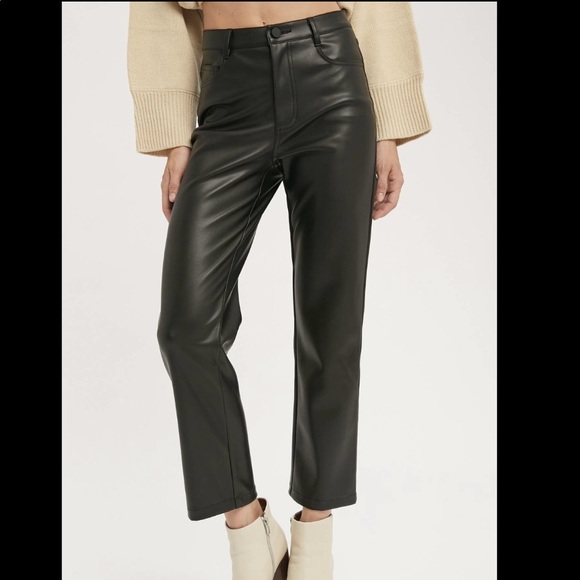 Miou Muse Vegan Leather Crop Pants - Picture 2 of 4